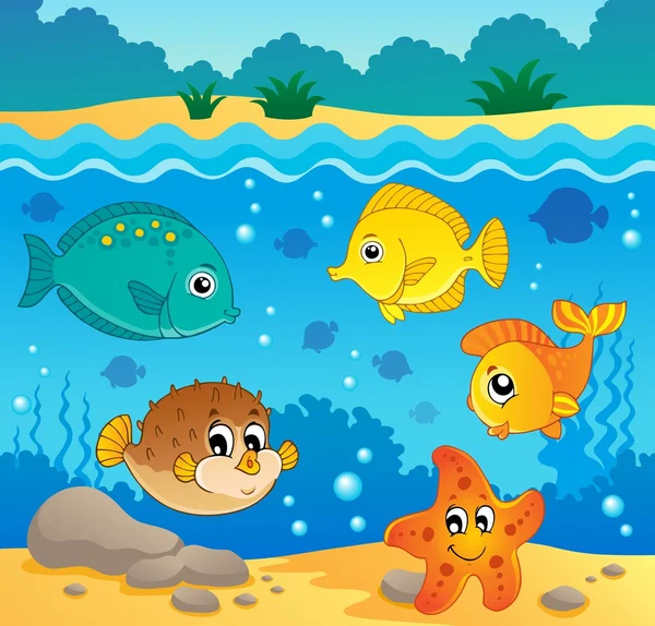 Underwater ocean fauna theme 4 — Stock Vector