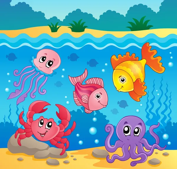 Víz alatti óceán állat téma 5 — Stock Vector