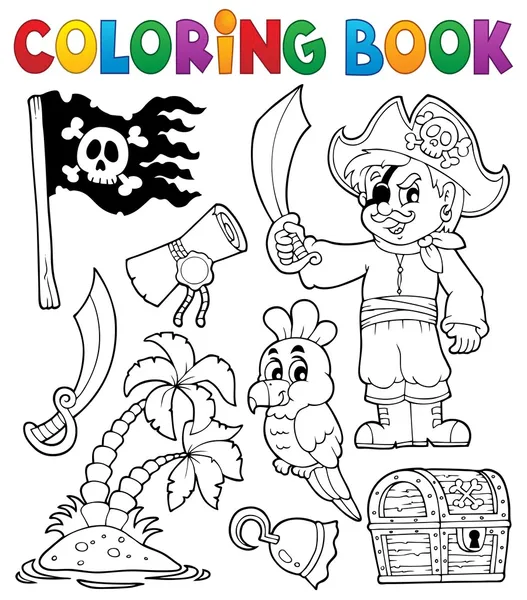 Colorir livro pirata thematics 1 —  Vetores de Stock