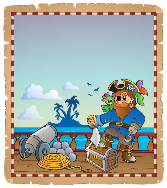 Perkament met piraat schip dek 1 — Stockvector