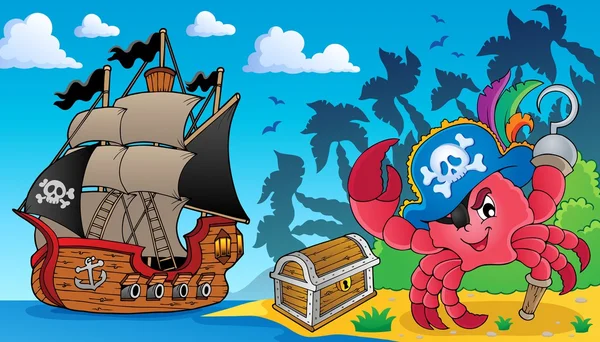 Pirate krab thema afbeelding 3 — Stockvector