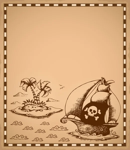海賊をテーマに羊皮紙 1 に描画 — ストックベクタ