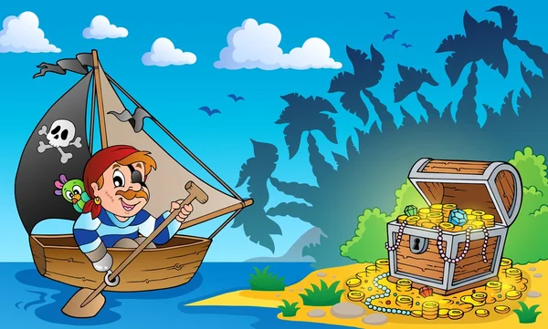 宝箱 3 の海賊テーマ — ストックベクタ