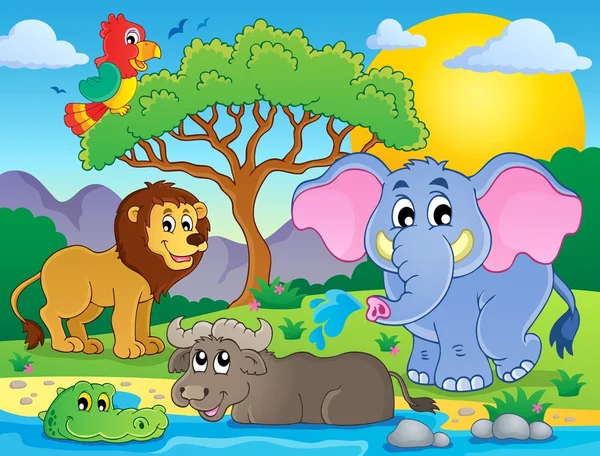 可爱的非洲动物主题形象 9 — 图库矢量图片