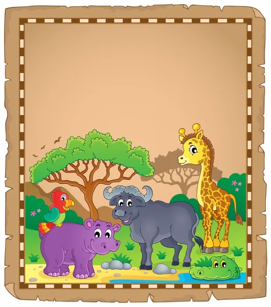 Pergamen s africkými zvířaty 3 — Stockový vektor