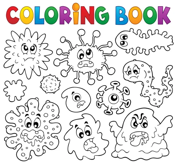 Libro para colorear gérmenes tema 1 — Vector de stock