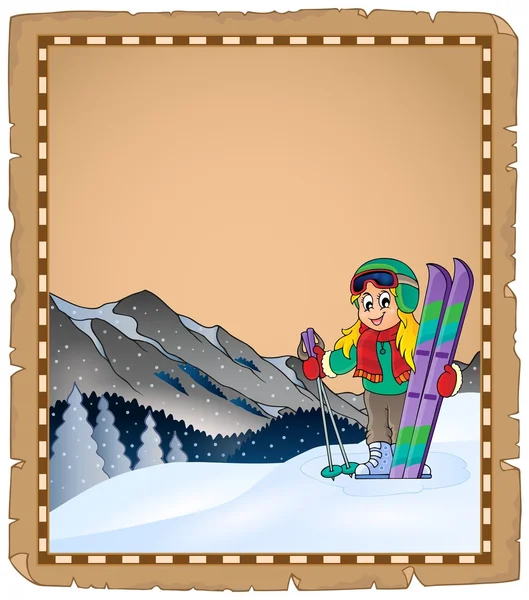 Parchment with winter sport theme 1 — Stock Vector