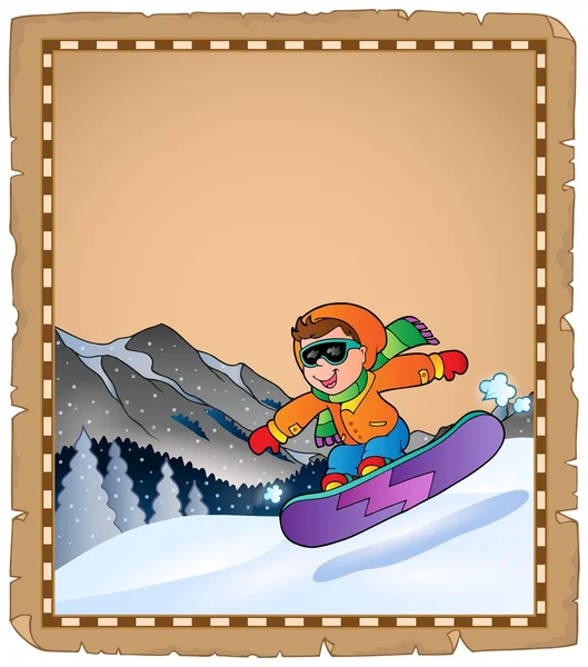 Parchemin avec sport d'hiver thème 3 — Image vectorielle