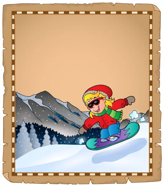 Parchemin avec sport d'hiver thème 2 — Image vectorielle