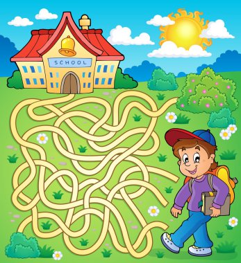 Maze 4 with schoolboy clipart