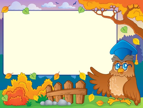 Autumn frame with owl teacher 2 — Stock Vector