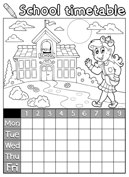 Libro para colorear horario de la escuela 6 — Vector de stock