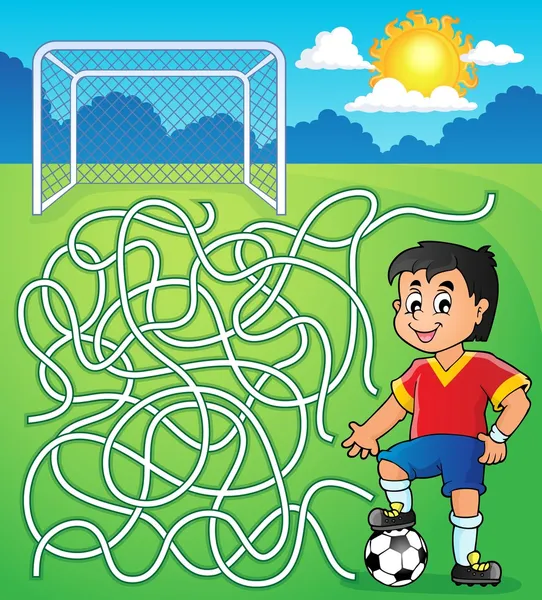 Labyrinthe 5 avec joueur de football — Image vectorielle