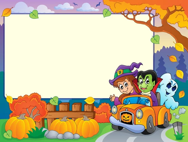 Cadre d'automne avec thème Halloween 3 — Image vectorielle