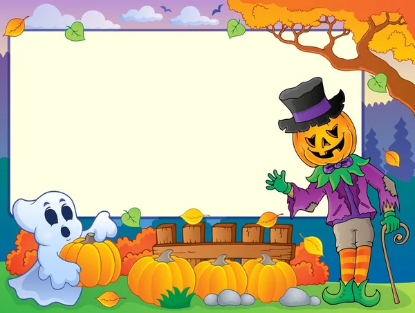 Autumn frame with Halloween theme 4 — Stock Vector