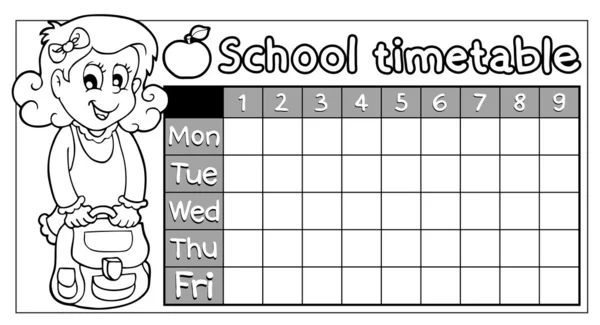 Coloring book school timetable 8 — Stock Vector