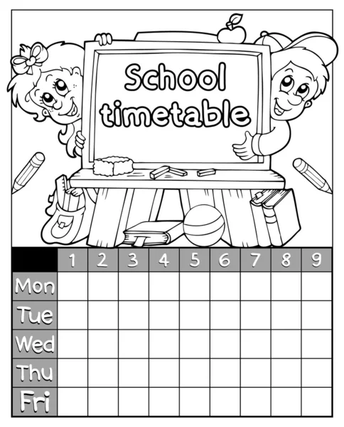 Coloring book timetable topic 3 — Stock Vector