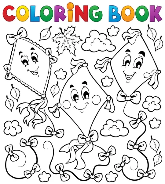 Libro da colorare con tre aquiloni — Vettoriale Stock