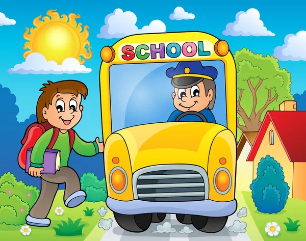 Imagem com tema de ônibus escolar 6 — Vetor de Stock