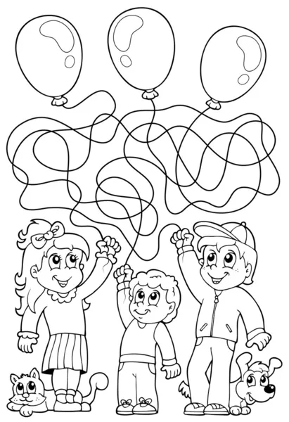 Maze 8 coloring book with children — Stock Vector