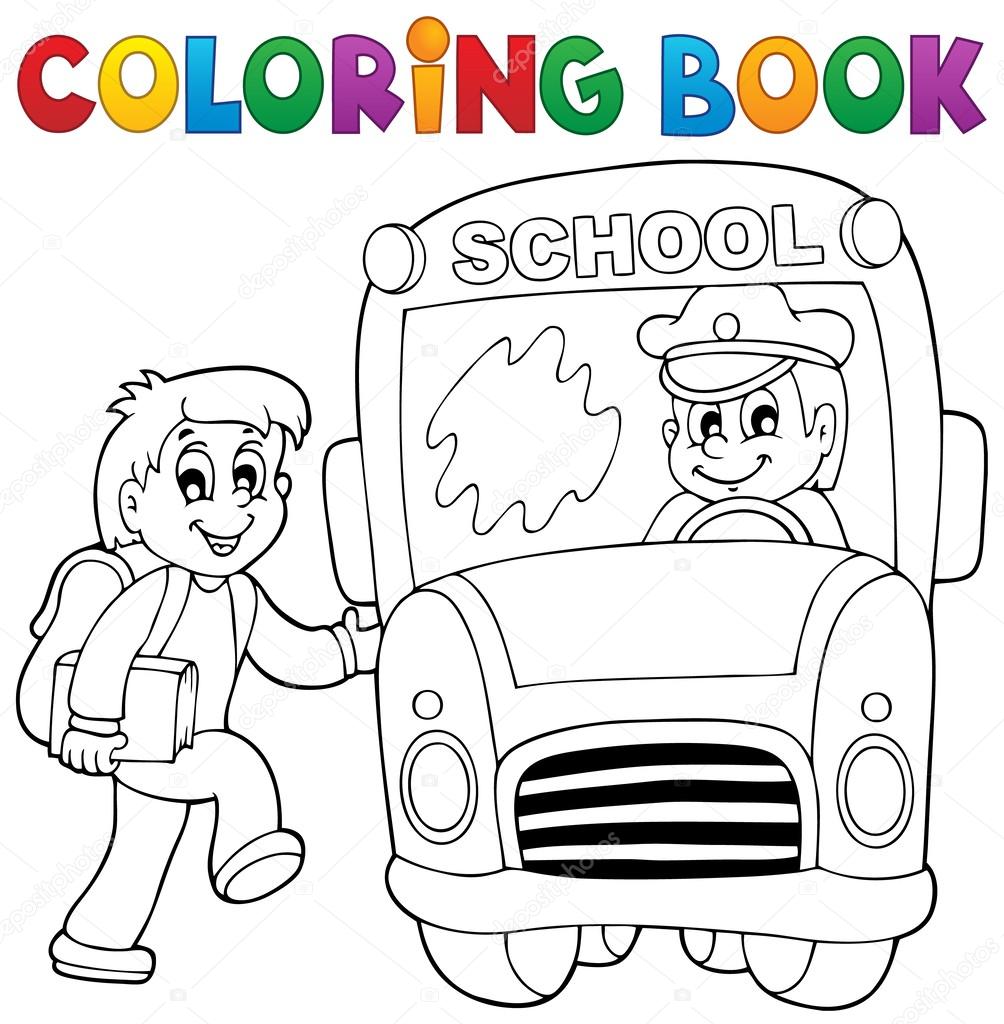Colorare tema di scuolabus libro 2 eps10 illustrazione vettoriale — Vettoriali di clairev