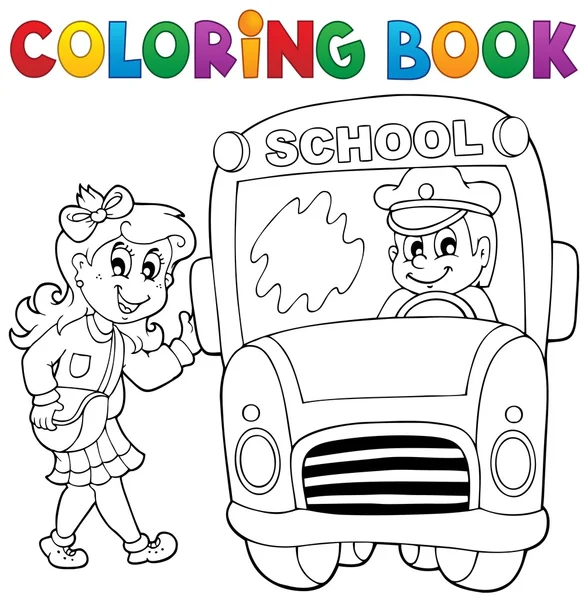 Coloring book school bus theme 3 — Stock Vector