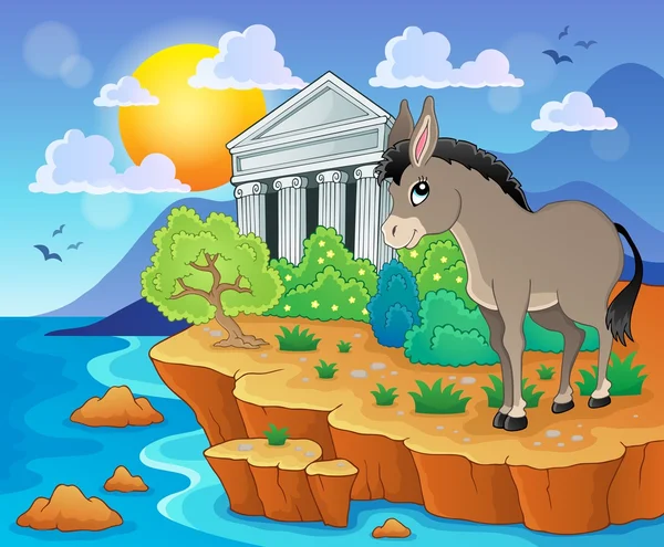 Niedlicher Esel an Land — Stockvektor