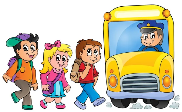 Imagen con bus escolar tema 1 — Vector de stock