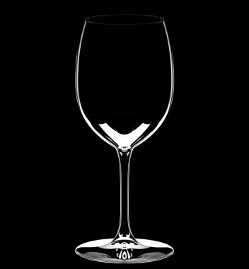 siyah arka plan üzerine tek boş şarap kadehi