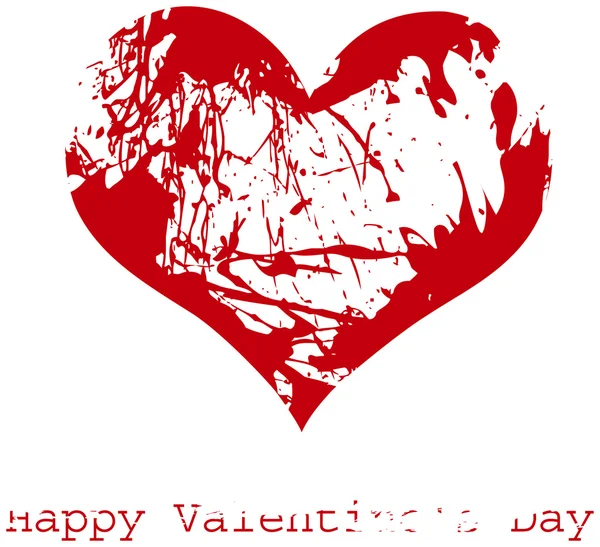 Rode grunge hart, vector, happy Valentijnsdag — Stockvector