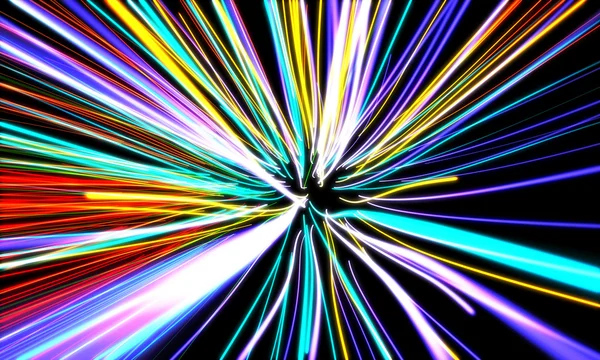 Zoom beweging neon gloeiende lichten lijnen — Stockfoto