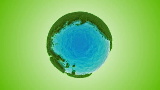Grönt gräs jorden med vatten - globala uppvärmningen — Stockvideo