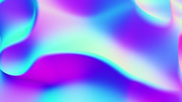 3D абстрактная анимация с жидкостным смещением поверхности в голографических цветах — стоковое видео