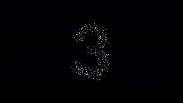 Dígito três de animação de contagem regressiva, voando através das estrelas em estilo espacial — Vídeo de Stock