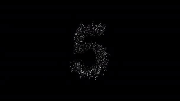 Digit five from countdown animation, flying through the stars in space style — Stock Video