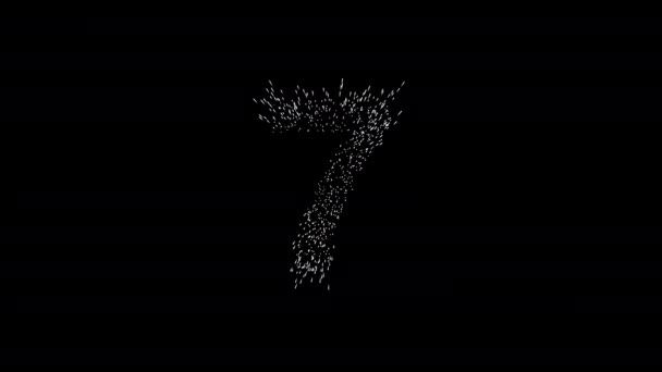 Dígito siete de la animación de cuenta atrás, volando a través de las estrellas en el estilo espacial — Vídeo de stock
