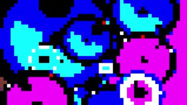 Kripto sanat animasyonu, holografik renklerde pixelate etkisi olan soyutlama