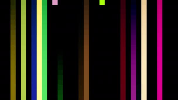 Pixelkunst farbenfroher fallender Linien, 2D abstrakte Animation niedriger Auflösung — Stockvideo
