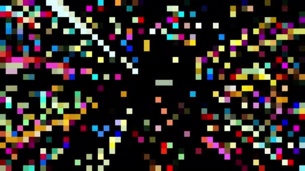 Colourful pixel art of fly in space, 2D abstract low resolution animation — Stock Video