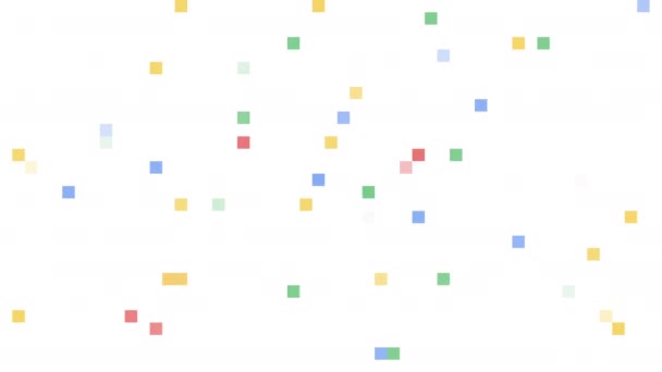 Pixelate colorido confeti cayendo sobre fondo blanco — Vídeo de stock