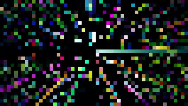 Colourful pixel art of fly in space, 2D abstract low resolution animation — Stock Video