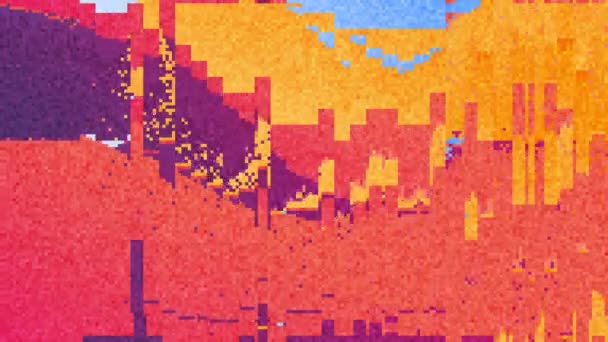 Animación abstracta pixelada con efectos de clasificación de glitch y pixel — Vídeo de stock