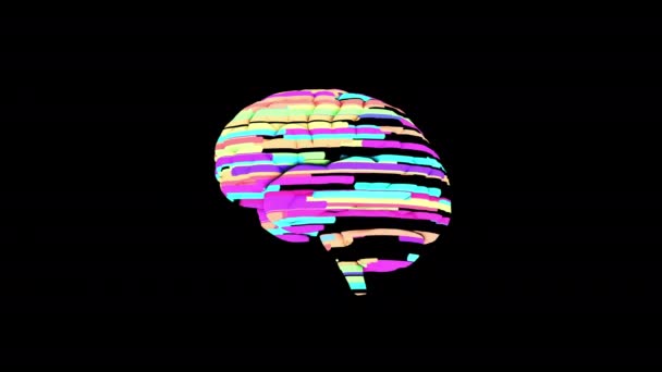 3D render of human brain with dynamic colourful surface — Vídeo de stock