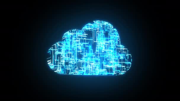Cloud computing, symbool van wereldwijde technologie en clouddiensten — Stockvideo