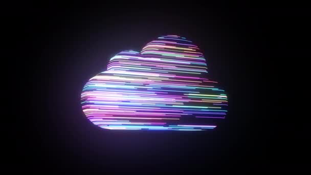 Global technology, cloud computing IT symbol animation with glowing surface — Video