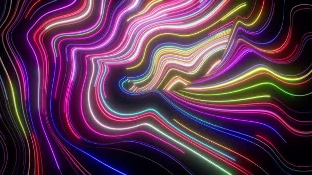 Abstract colorful background with glowing lines, animated live wallpaper — стоковое видео