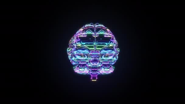 3D render of human brain with dynamic glowing colourful surface — Vídeo de stock