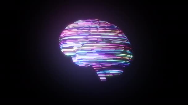 3D gengivelse af menneskelig hjerne med dynamisk glød farverig overflade – Stock-video