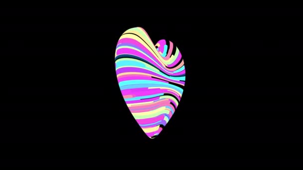 3D alakú szív izzó színes felület — Stock videók
