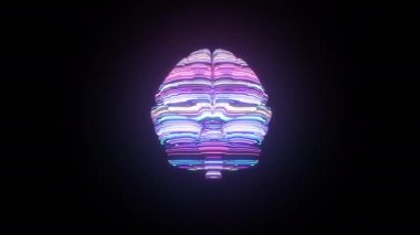 Dinamik renkli yüzeye sahip insan beyninin 3 boyutlu görüntülemesi